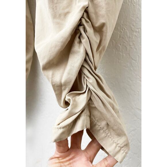 Free People Womens Parachute Pants Summer Khaki Cotton Pockets Ruched Ankle NWT - Picture 8 of 11